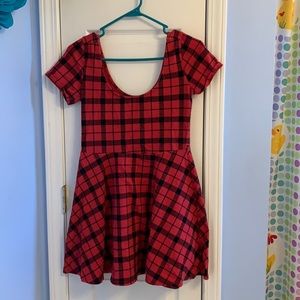 Red Plaid Skater Dress